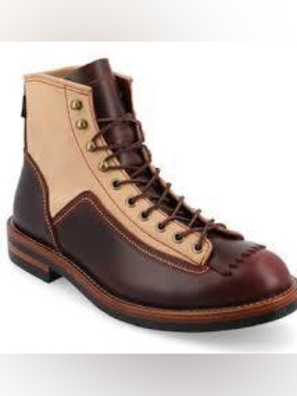Taft 365 Monkey Two-Tone Brown and Tan Leather Lace-Up Boots